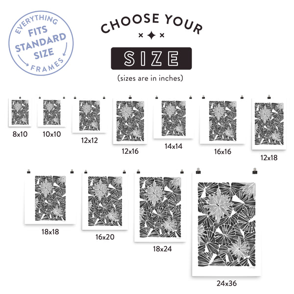 Water Lilies – Black Palette  •  Art Print