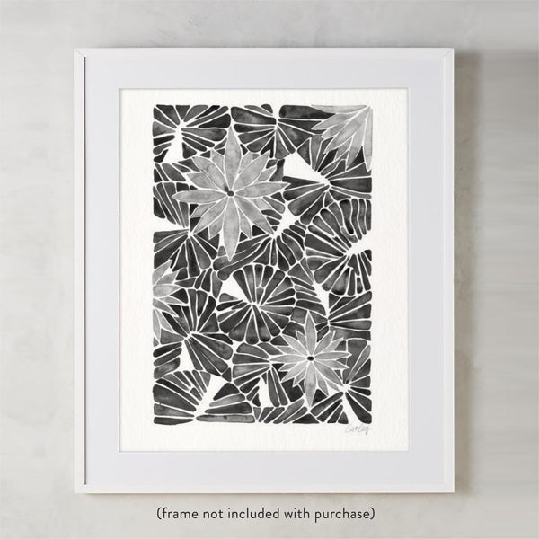 Water Lilies – Black Palette  •  Art Print