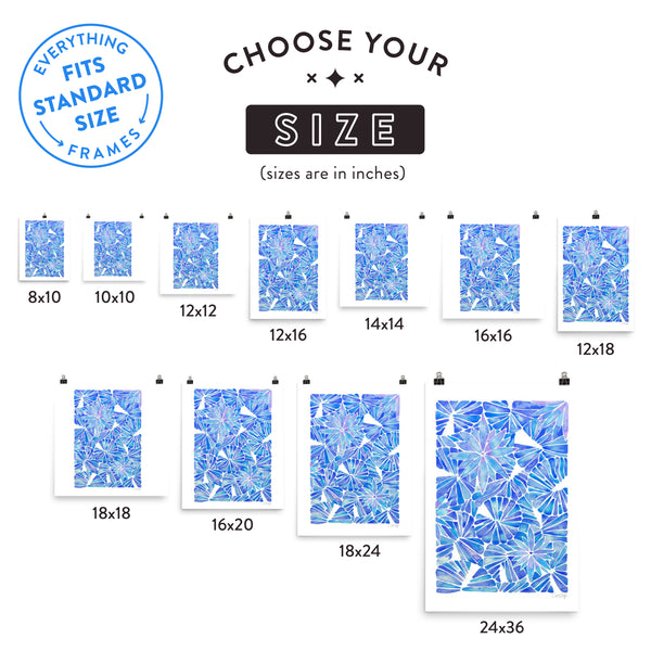 Water Lilies – Blue Palette  •  Art Print