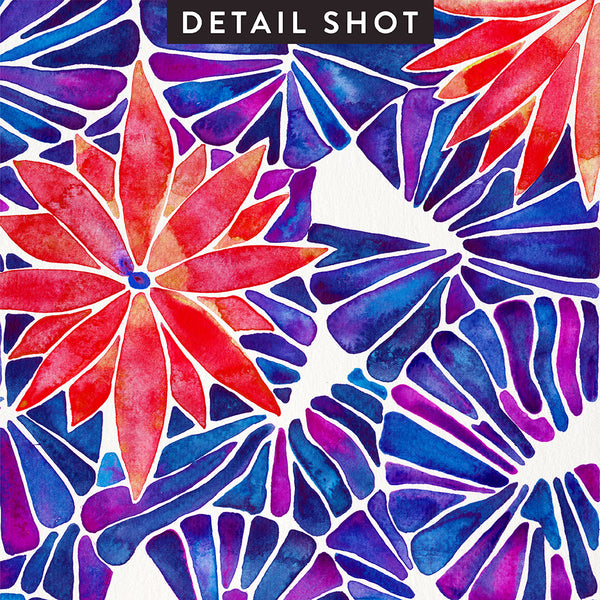 Water Lilies – Cherry & Indigo Palette  •  Art Print