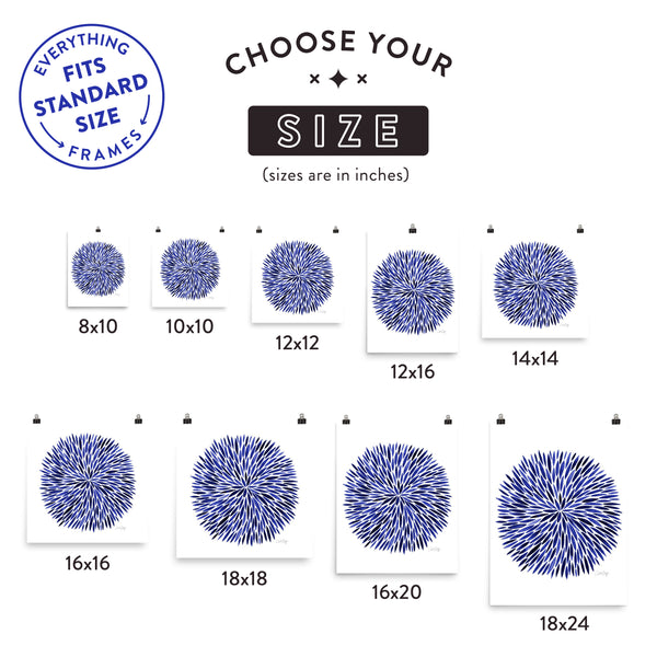 Watercolor Burst – Navy Palette • Art Print