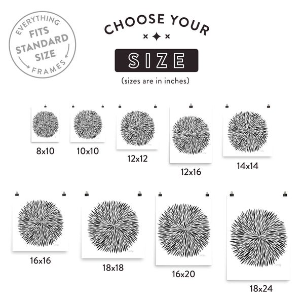 Watercolor Burst – Black Palette • Art Print