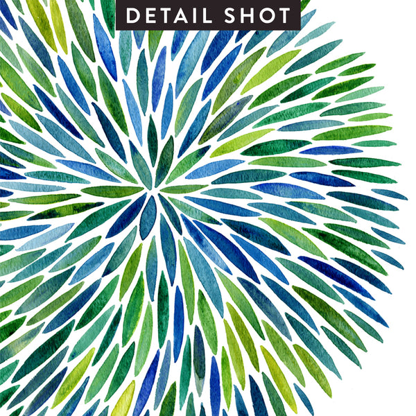 Watercolor Burst – Blue/Green Palette • Art Print