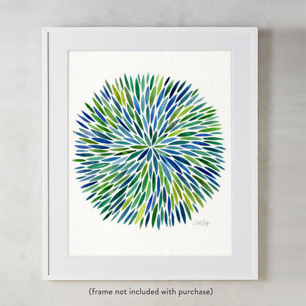 Watercolor Burst – Blue/Green Palette • Art Print