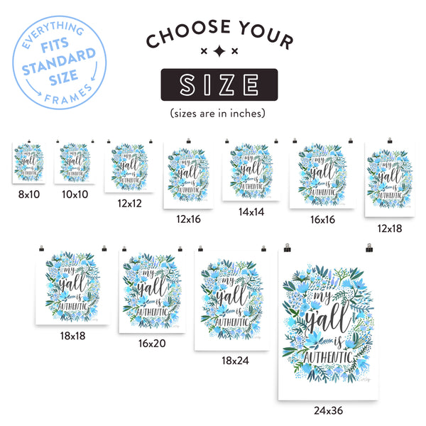 My Y'all is Authentic – Blue Palette • Art Print