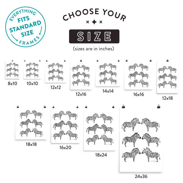 Zebra Collection – Black Palette • Art Print