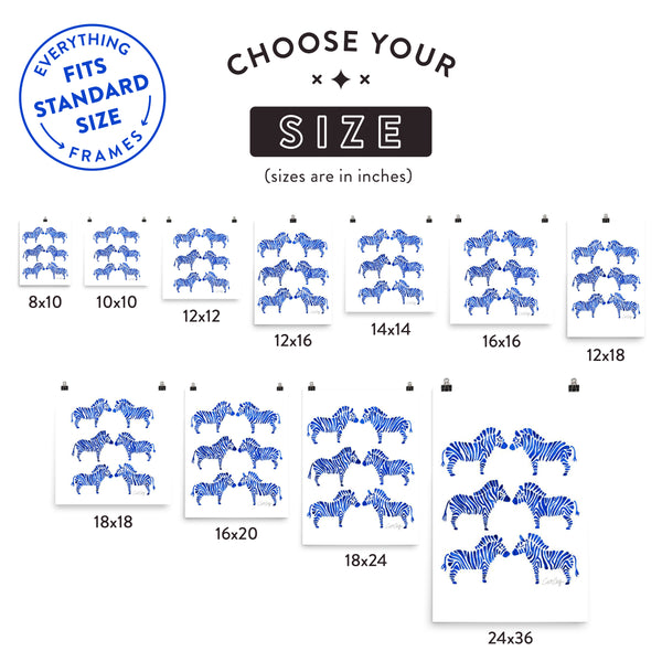 Zebra Collection – Navy Palette • Art Print