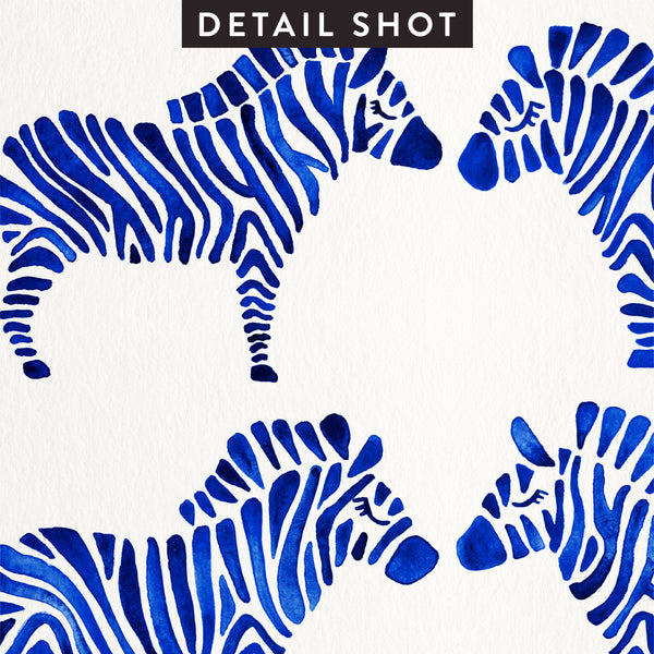 Zebra Collection – Navy Palette • Art Print