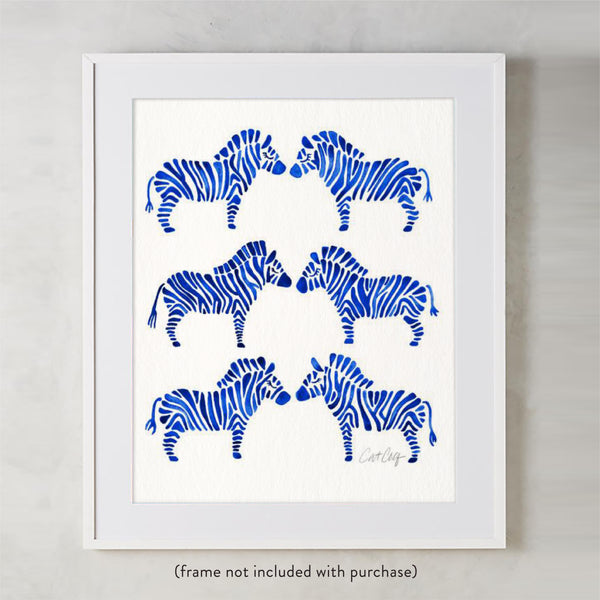 Zebra Collection – Navy Palette • Art Print