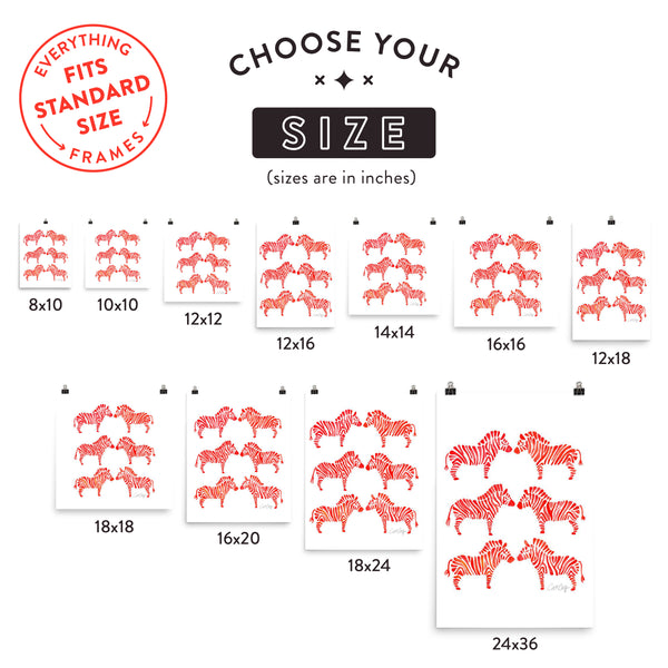Zebra Collection – Red Palette • Art Print