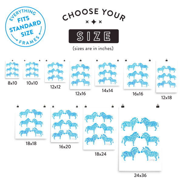 Zebra Collection – Blue Palette • Art Print