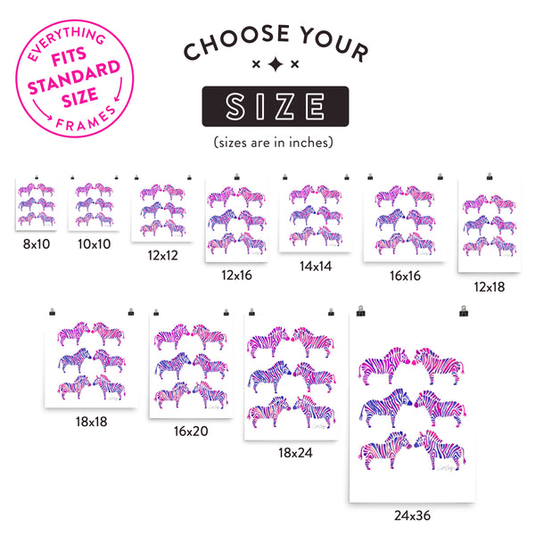 Zebra Collection – Indigo Palette • Art Print