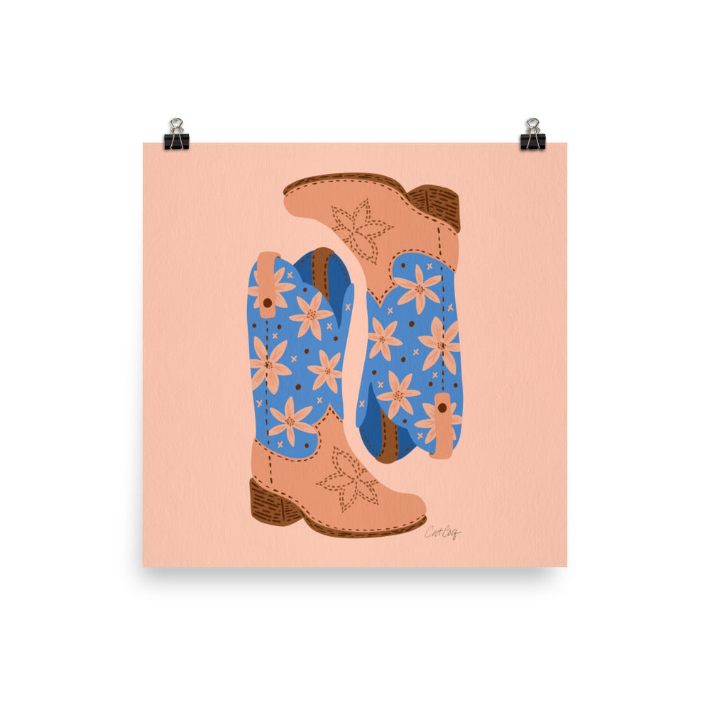 Cowgirl Boots - Blue Peach