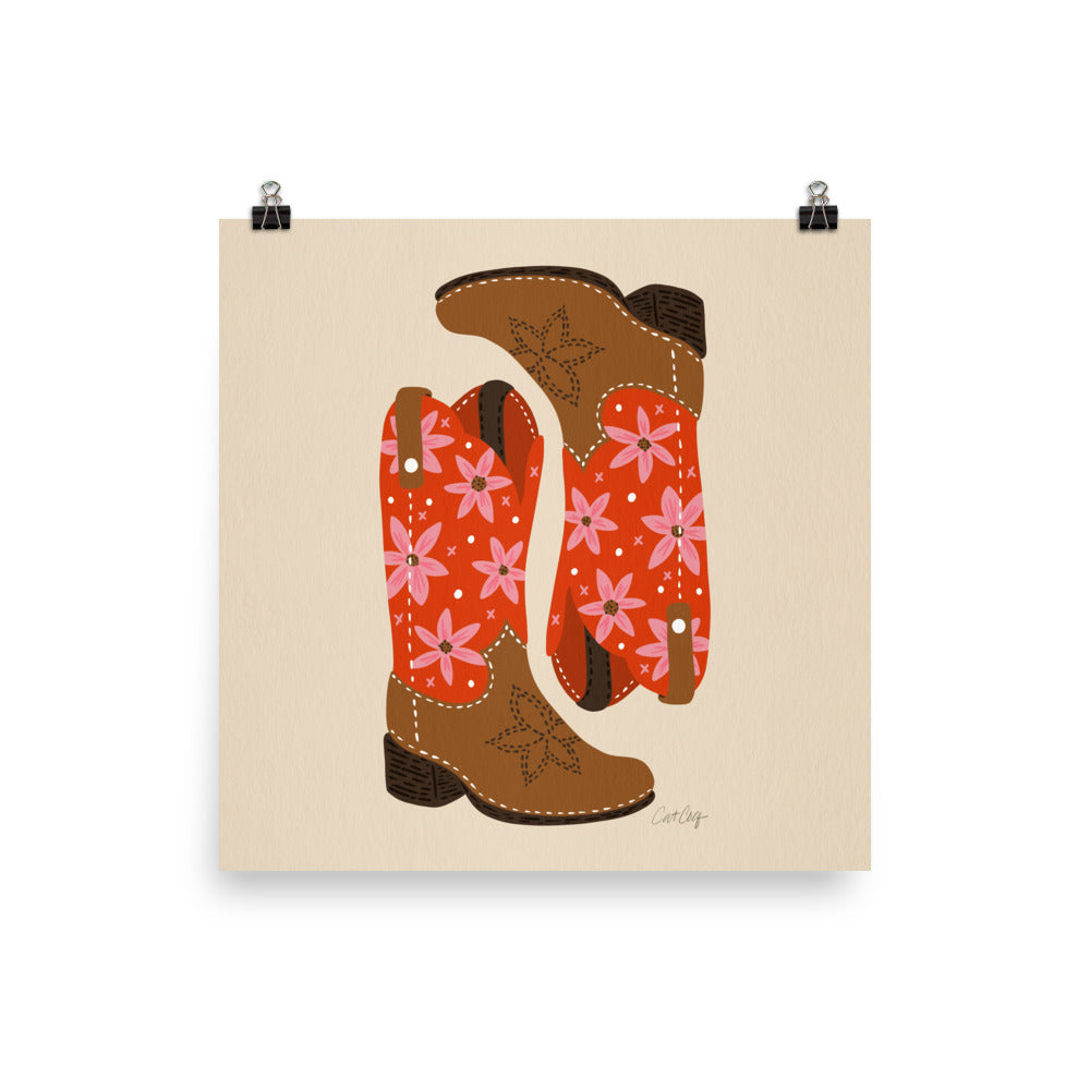Cowgirl Boots - Coral Pink