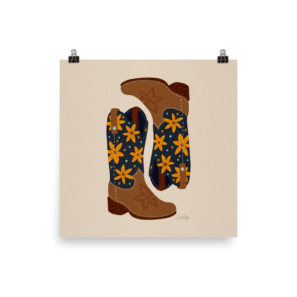 Cowgirl Boots - Navy Suede