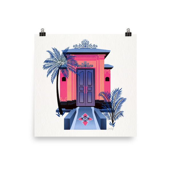 Balinese Doorway - Indigo and Pink