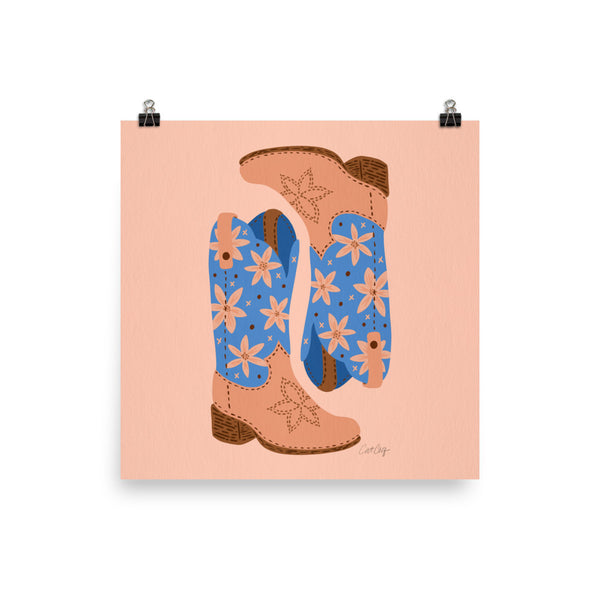 Cowgirl Boots - Blue Peach