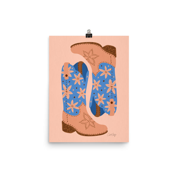 Cowgirl Boots - Blue Peach