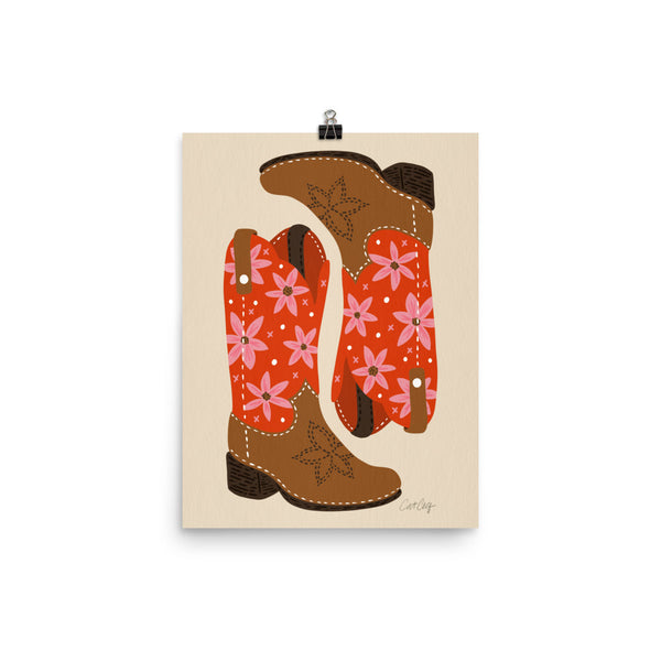 Cowgirl Boots - Coral Pink