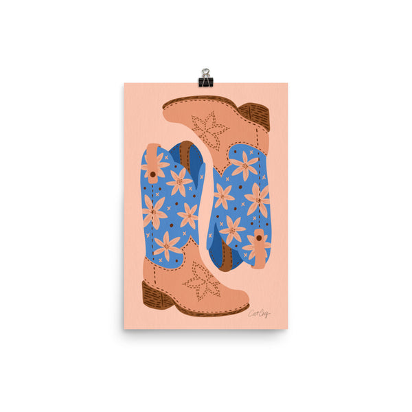 Cowgirl Boots - Blue Peach