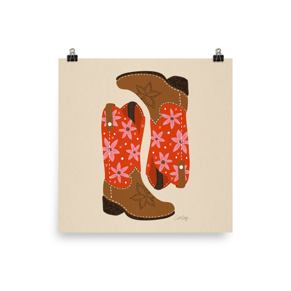 Cowgirl Boots - Coral Pink