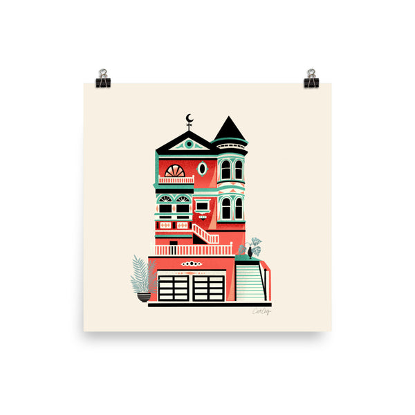 Victorian Homes - Red Turquoise