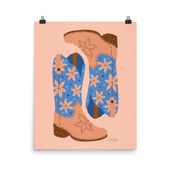 Cowgirl Boots - Blue Peach