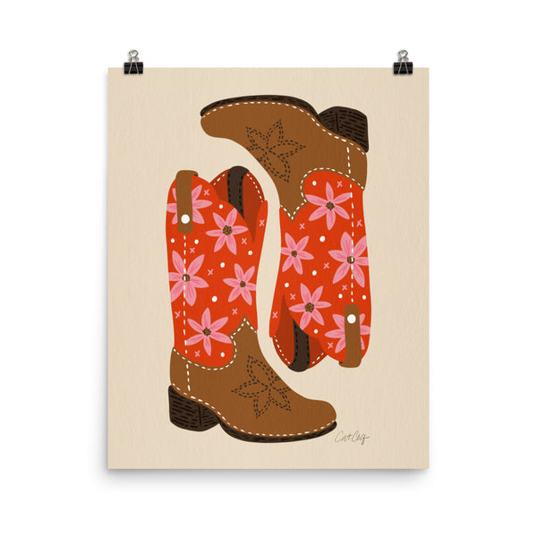Cowgirl Boots - Coral Pink