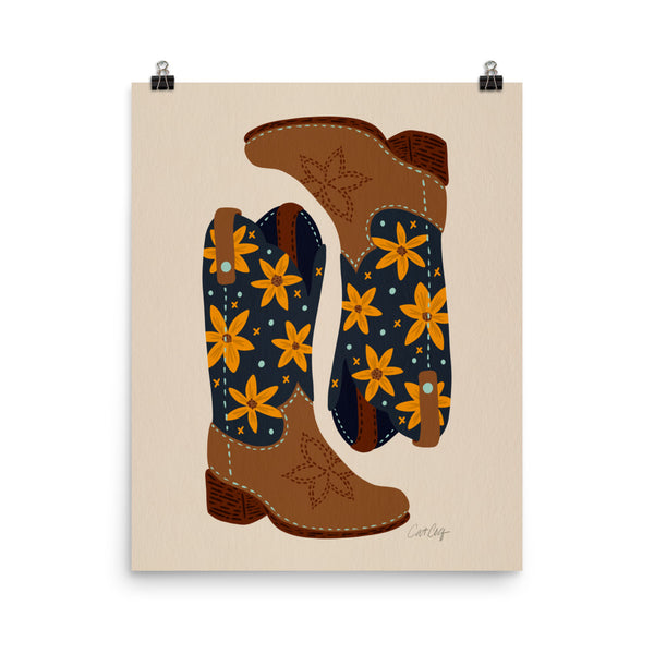 Cowgirl Boots - Navy Suede