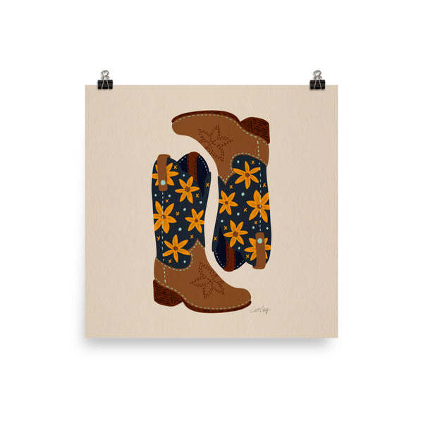 Cowgirl Boots - Navy Suede