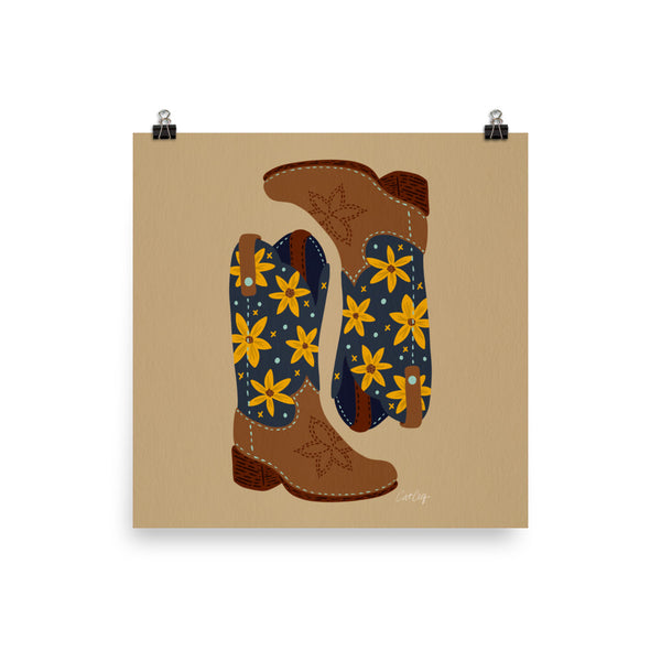 Cowgirl Boots - Teal Yellow