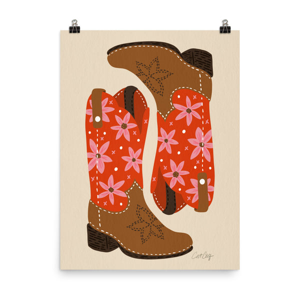 Cowgirl Boots - Coral Pink