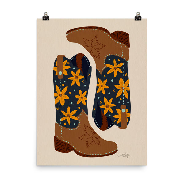 Cowgirl Boots - Navy Suede