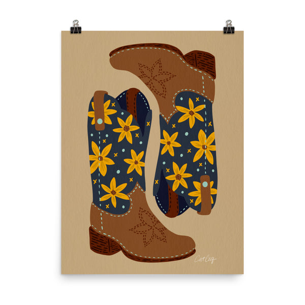 Cowgirl Boots - Teal Yellow