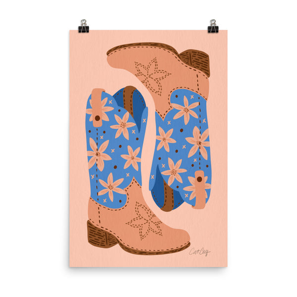 Cowgirl Boots - Blue Peach
