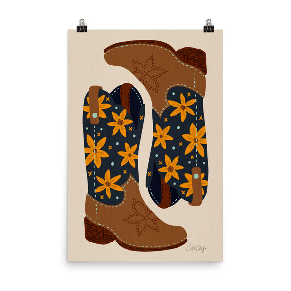 Cowgirl Boots - Navy Suede