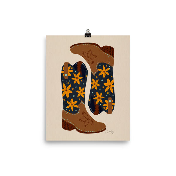 Cowgirl Boots - Navy Suede