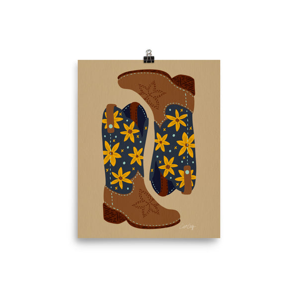 Cowgirl Boots - Teal Yellow