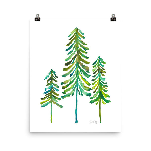 Pine Trees – Green Palette • Art Print