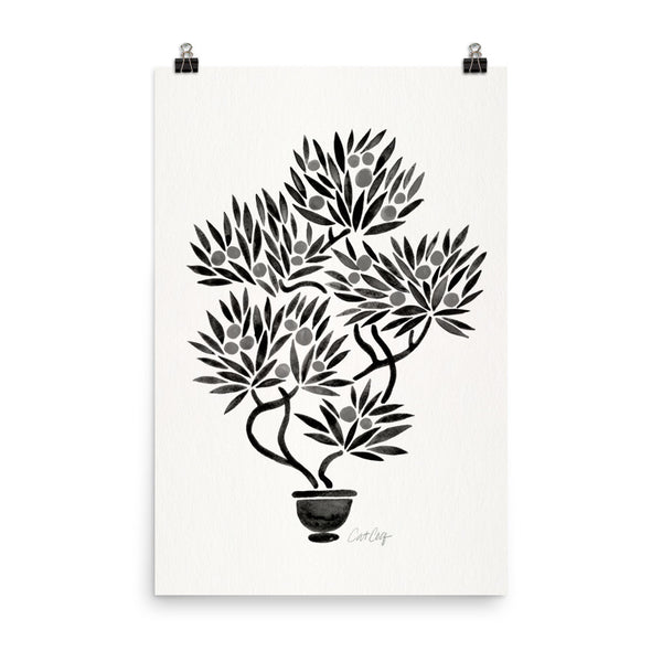 Bonsai Fruit Tree – Black Palette • Art Print