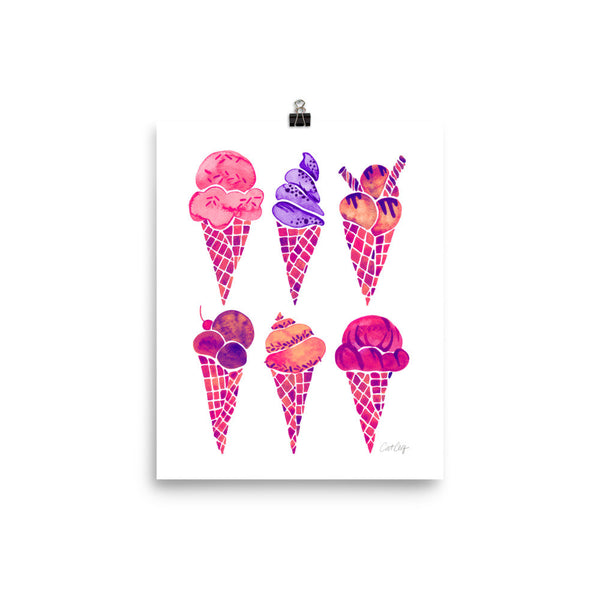 Ice Cream Cones – Fuchsia Palette • Art Print