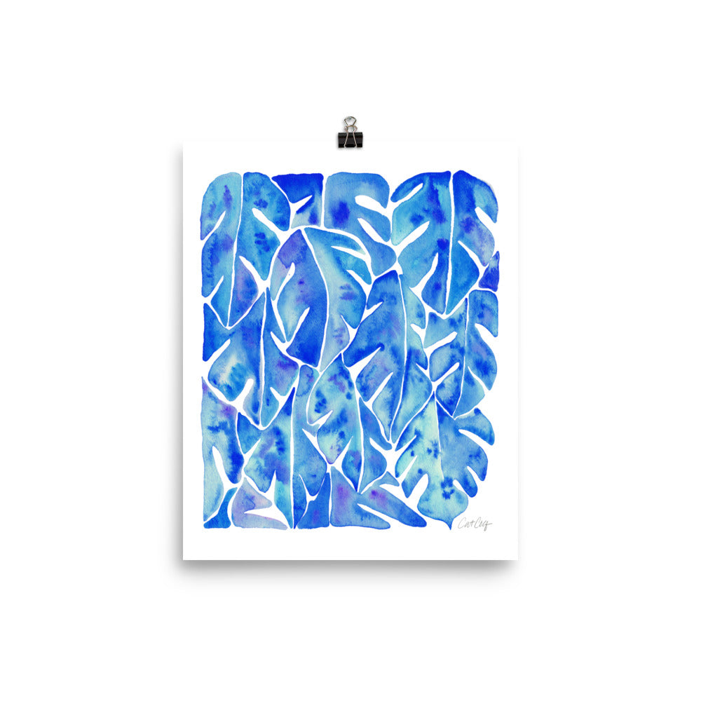 Split Leaf Philodendron – Blue Palette • Art Print