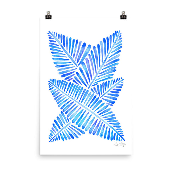 Banana Leaves – Blue Palette • Art Print