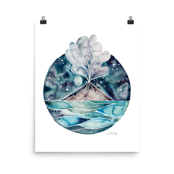 Stromboli Volcano at Midnight – Blue Palette • Art Print