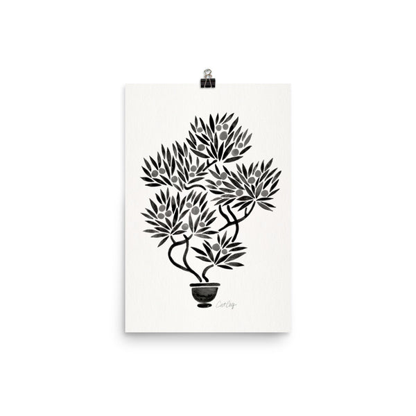Bonsai Fruit Tree – Black Palette • Art Print