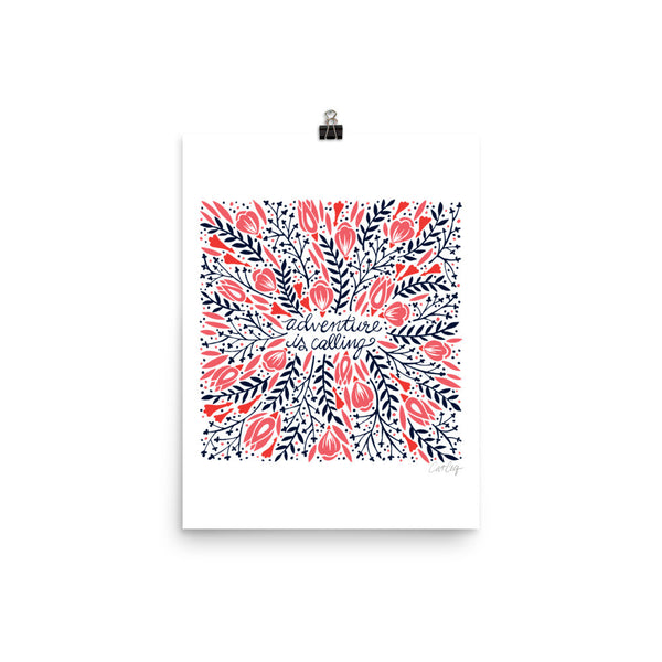 Adventure is Calling – Red & Black Palette • Art Print