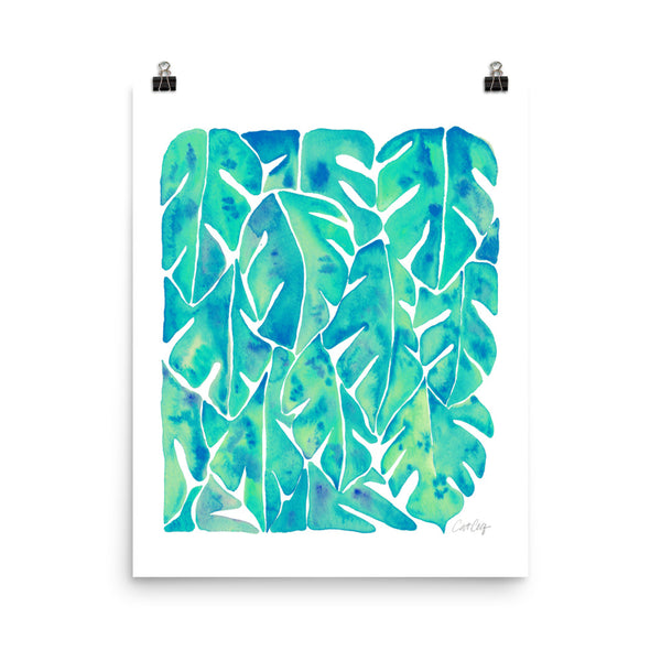 Split Leaf Philodendron – Turquoise Palette • Art Print