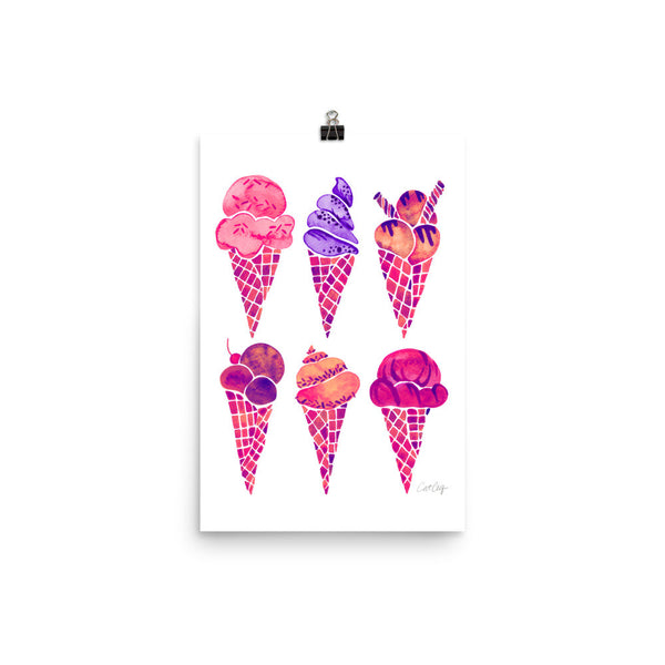 Ice Cream Cones – Fuchsia Palette • Art Print