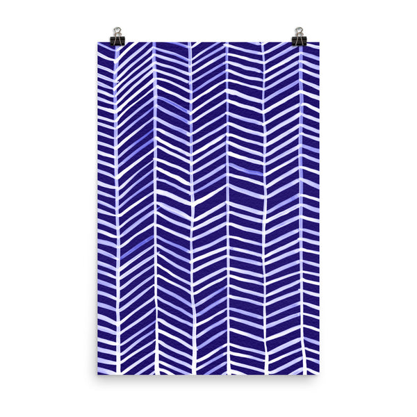 Herringbone – Navy Palette • Art Print
