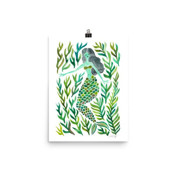 Kelp Forest Mermaid – Green Palette • Art Print